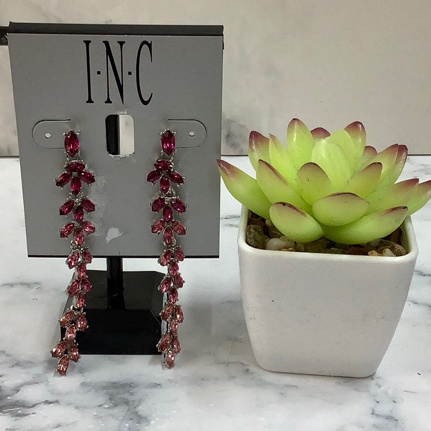 Nwt- Inc- Silver-Tone Crystal Linear Drop Earrings